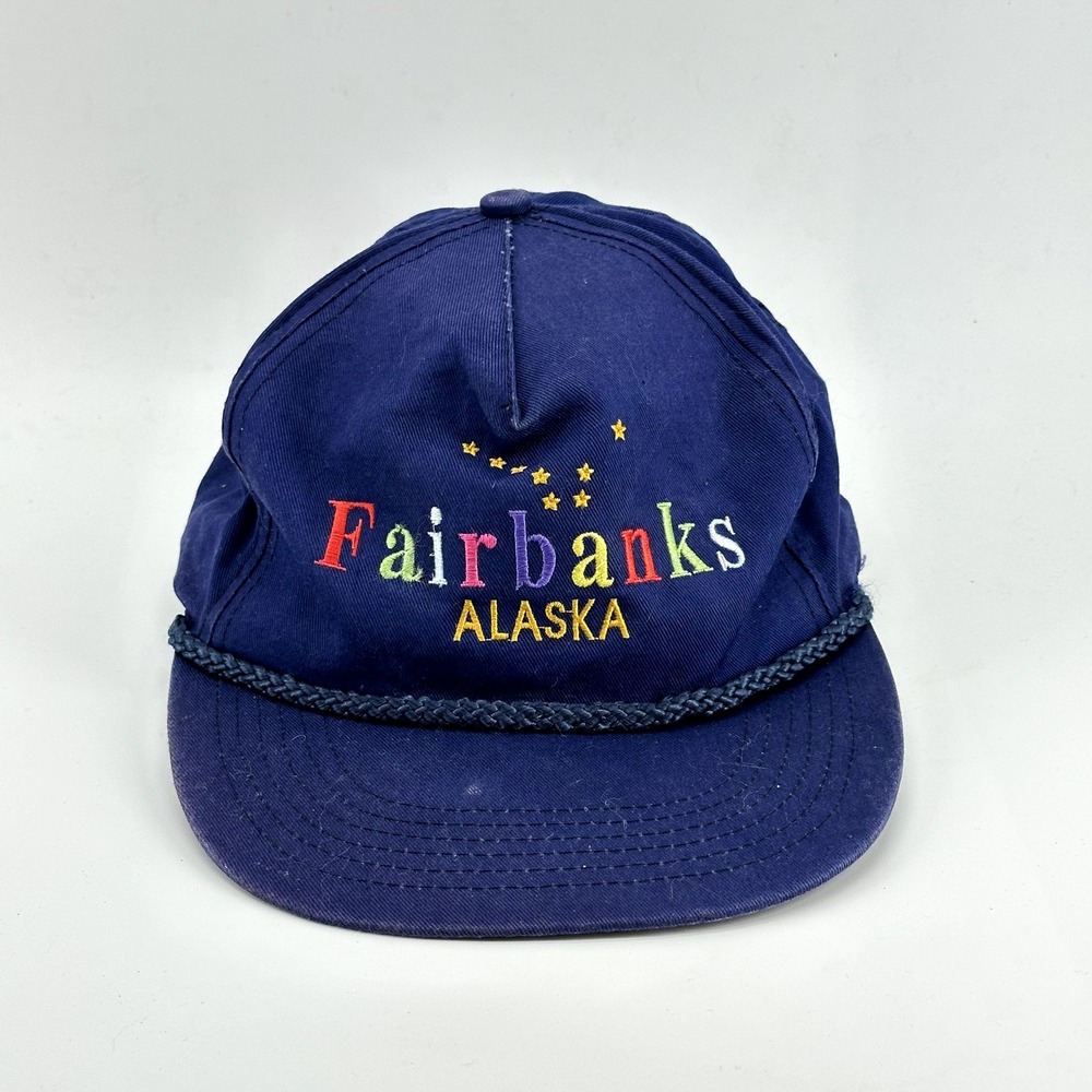 VINTAGE Fairbanks Alaska Rope Snapback Hat Cap Purple 90s Embroidered Tourist